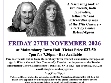 Thomas Hobbes of Malmesbury Society - Dinner & Talk Fri 27th Nov 2026